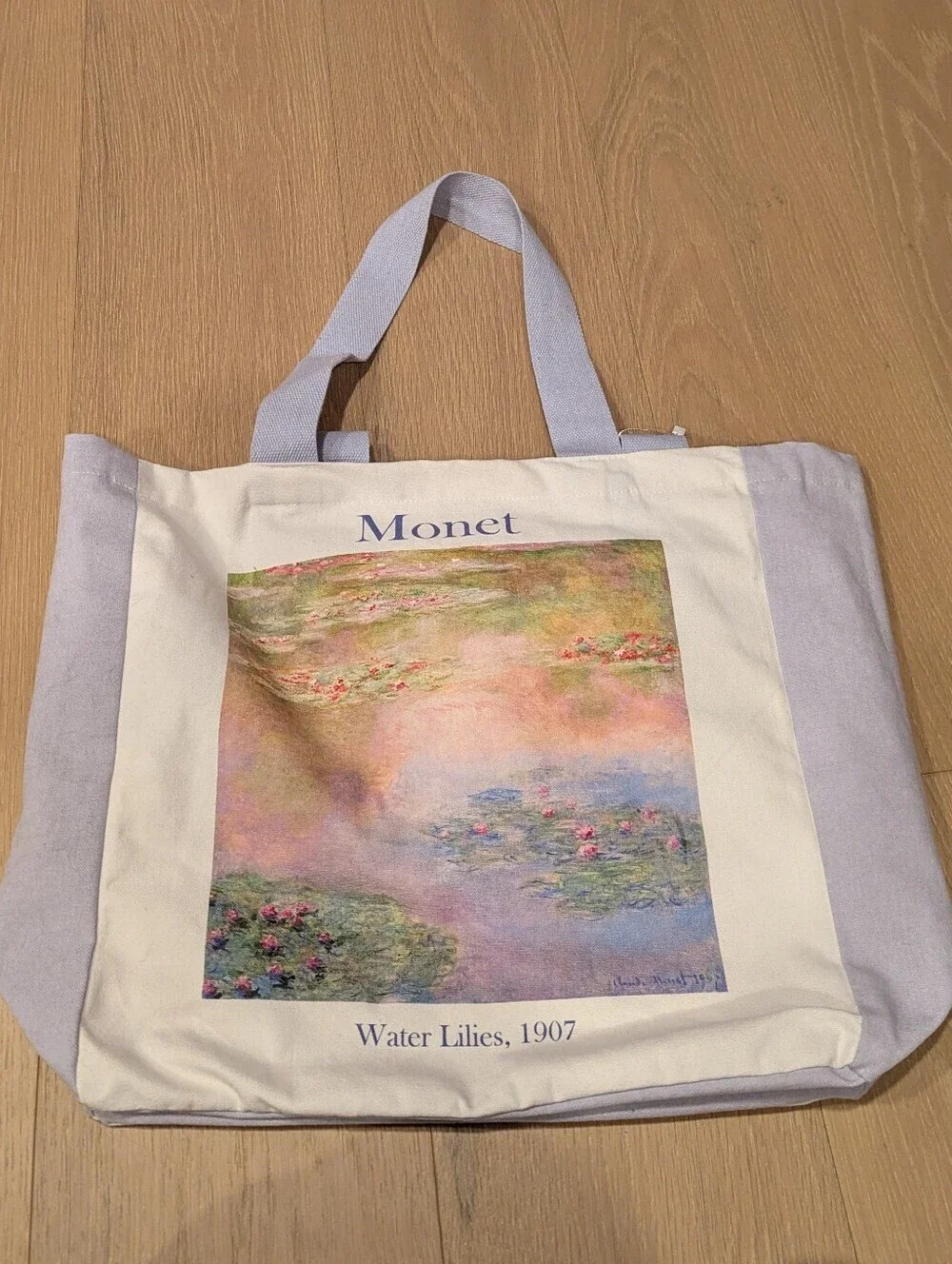 Monet Water Lilies Canvas Tote - Pastel Lavender & Cream